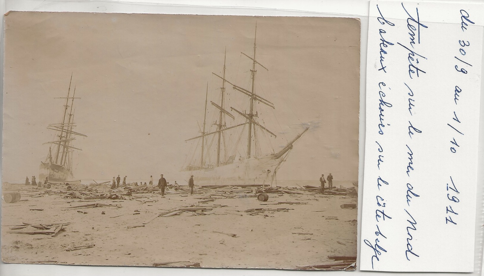 Flandre Occid.-Tempête Du 30/ 9 Au1/10 1911 Mer Du Nord.Bateaux  échoués Sur La Côte Belge-Phot. 155x135. - Bateaux