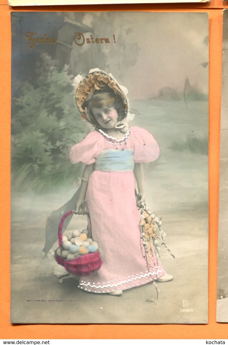 MAI185, Joyeuse Pâques, Petite Fille Avec Un Chapeau Et Un Panier D'oeufs, Circulé 1909 - Pâques