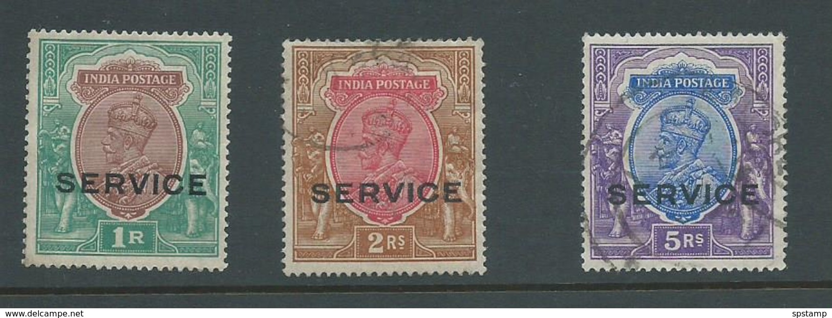 India Officials 1912 - 1922 KGV One Rupee FM , 2R & 5R FU - 1911-35 King George V