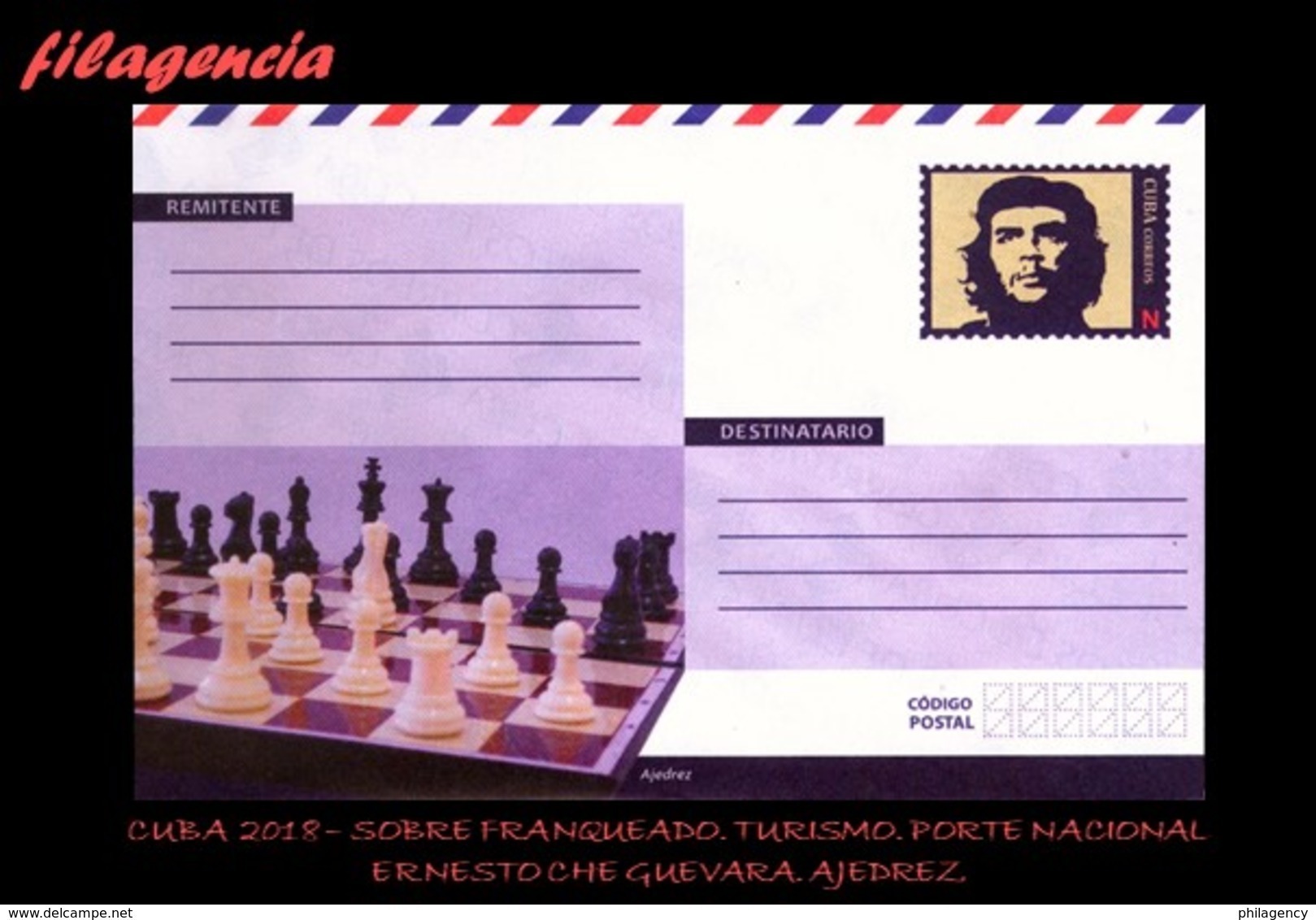 CUBA. ENTEROS POSTALES. SOBRE FRANQUEADO 2018. TURISMO. CORREO NACIONAL. ERNESTO CHE GUEVARA. AJEDREZ - Altri & Non Classificati