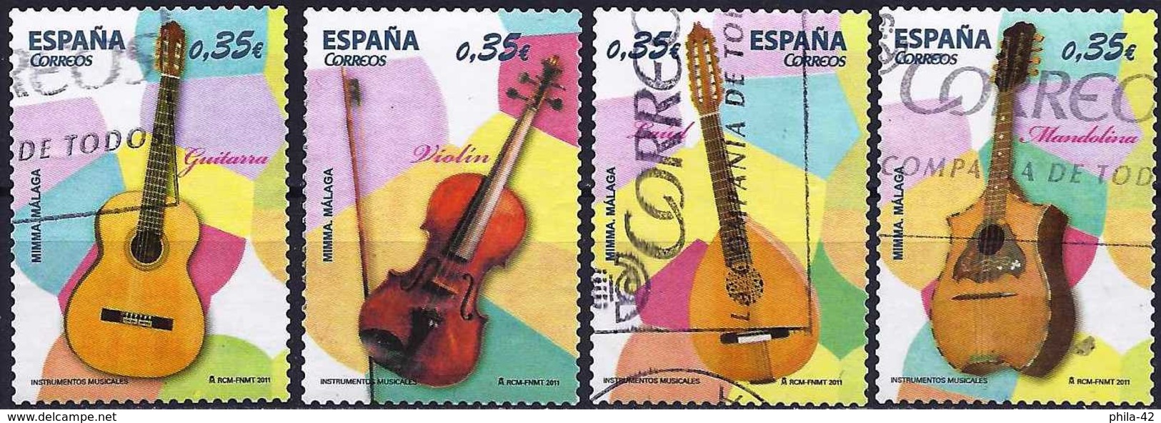 Spain 2011 - Musical Instruments ( Mi 4579/82 - YT 4284/87 ) Complete Issue - Oblitérés