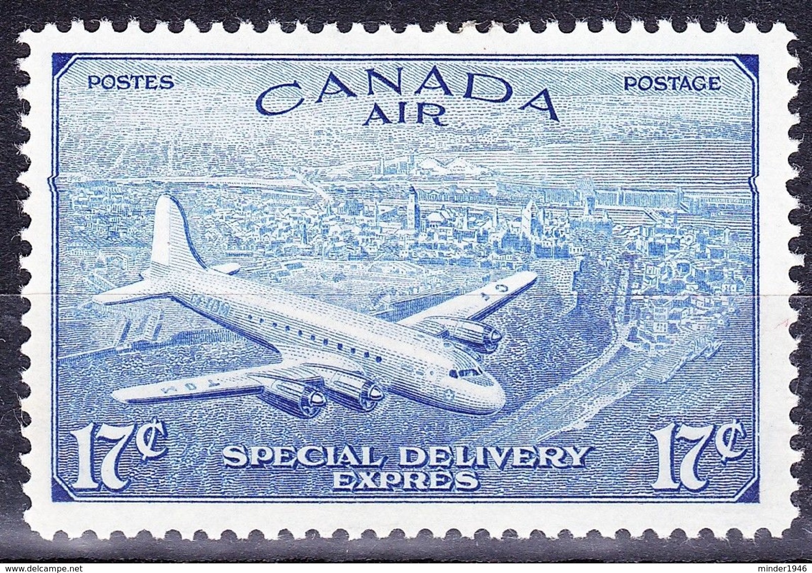 CANADA 1946 17c Ultramarine Special Delivery Stamp Air SGS17 MH - Unused Stamps