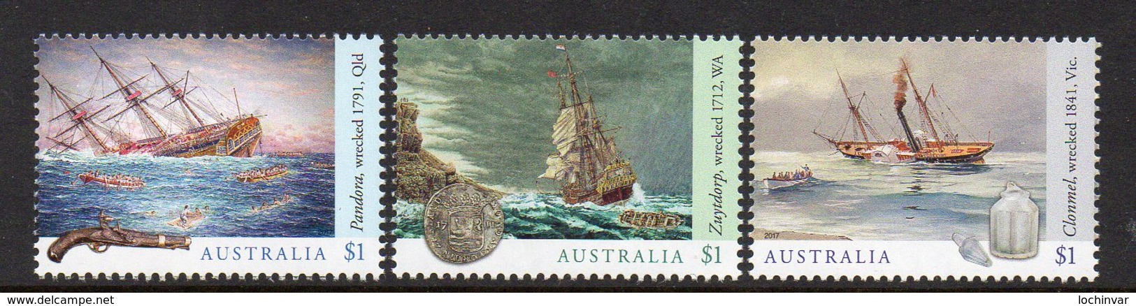 AUSTRALIA, 2017 SHIPWRECKS 3 MNH - Mint Stamps