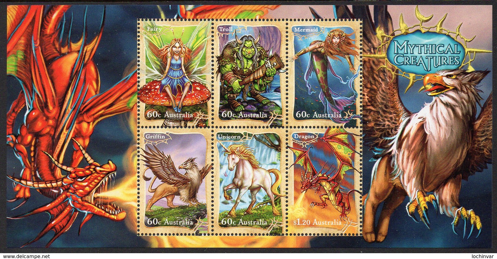 AUSTRALIA, 2011 MYTHICAL CREATURES MINISHEET MNH - Mint Stamps