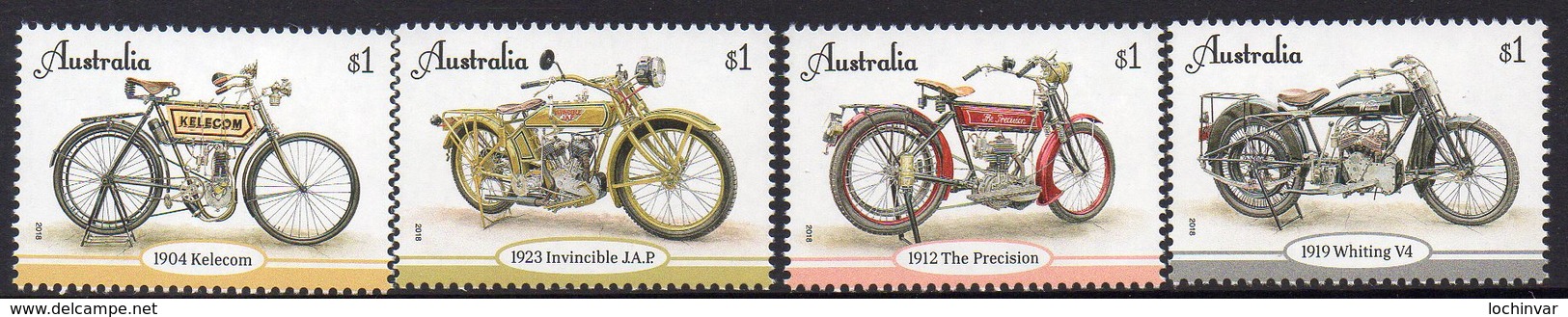 AUSTRALIA, 2018 VINTAGE MOTORBIKES 4 MNH - Mint Stamps