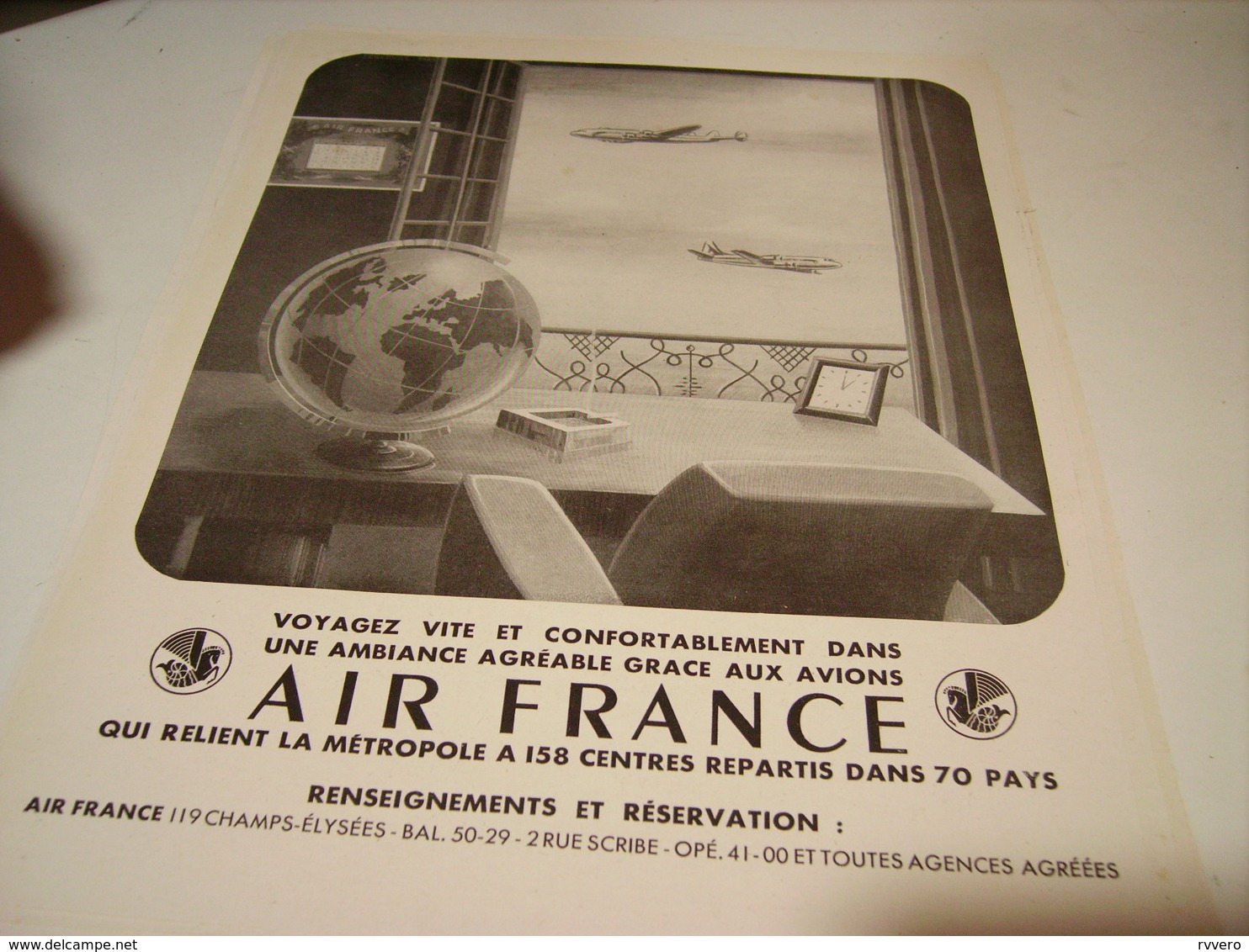 ANCIENNE PUBLICITE VOYAGEZ VITE  AIR FRANCE  1949 - Publicités