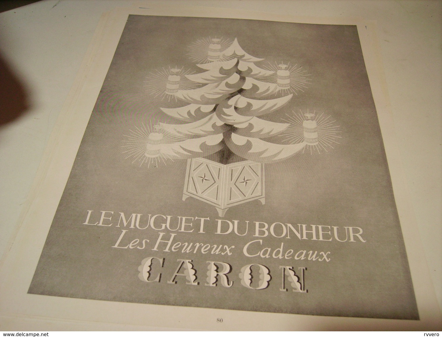 ANCIENNE PUBLICITE  PARFUM LE MUGUET DU BONHEUR DE CARON 1954 - Affiches