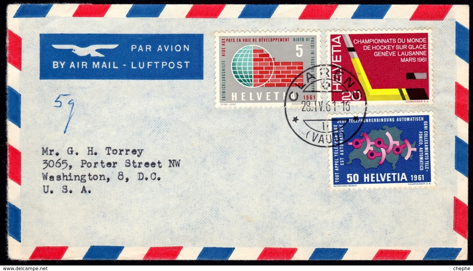 SWITZERLAND 1961 COVER TO USA [D9332] - Storia Postale