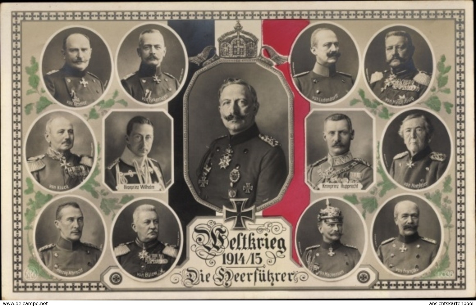 Cp Kaiser Wilhelm II. Von Preußen, Heerführer, Kronprinz Rupprecht, Ludendorff, Kluck - Familles Royales