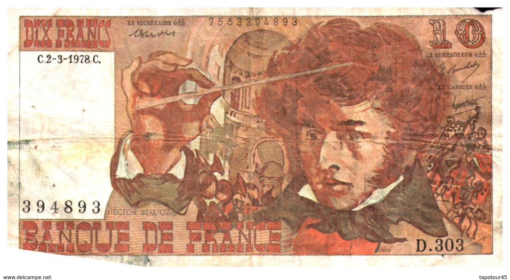 Billet  >  France > 10  Francs  1978 - 10 F 1972-1978 ''Berlioz''