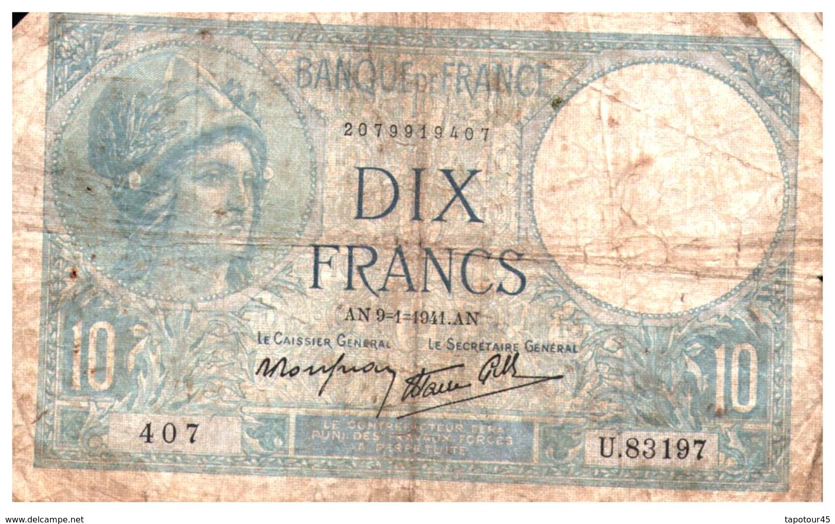 Billet > France > 10 Francs 1941 - 10 F 1916-1942 ''Minerve''