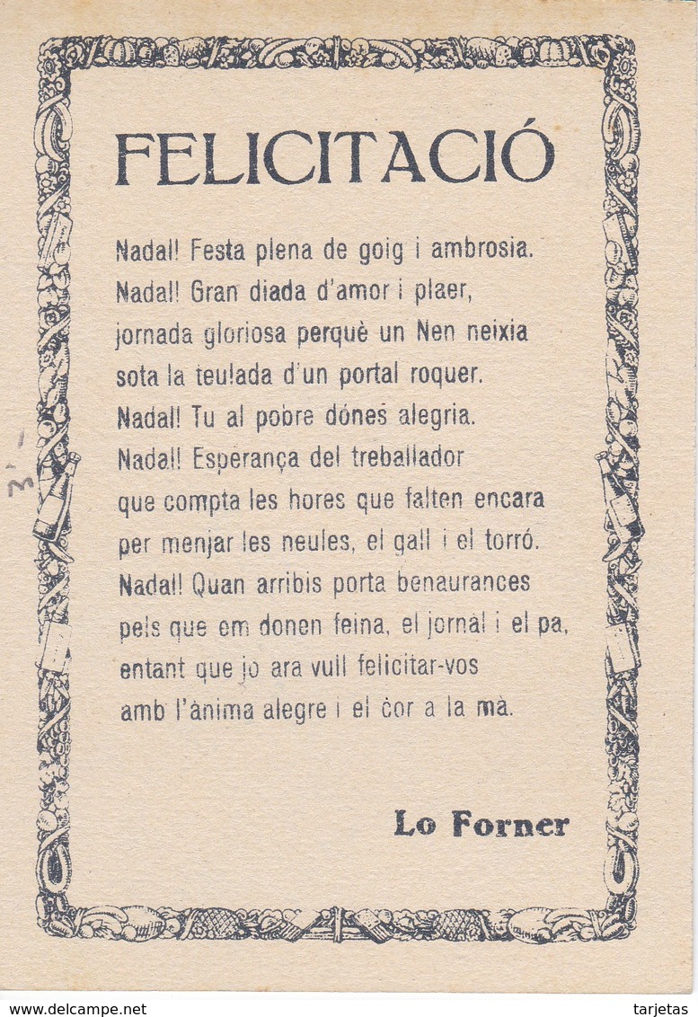 POSTAL DE FELICITACION DE LO FORNER FELICITA LA NAVIDAD (NAVIDAD-CHRISTMAS) EN CATALAN - Otros & Sin Clasificación