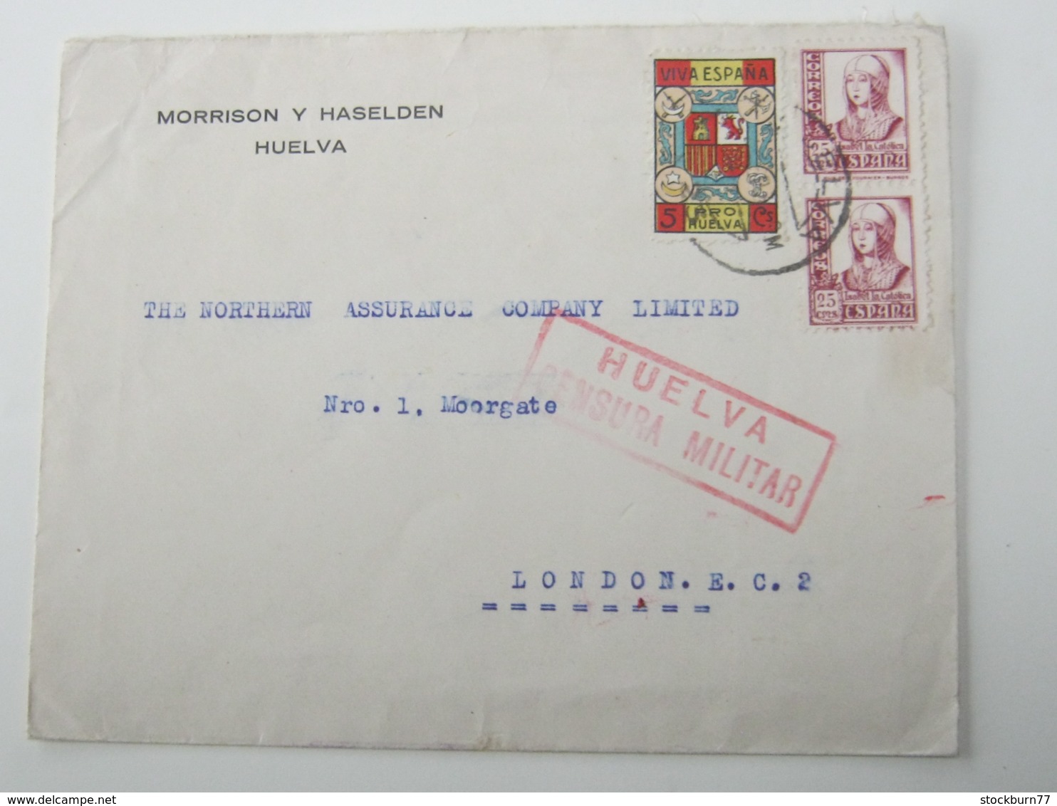 1938, Guerre , HUELVA , Carta Censurado A Alemania - Cartas & Documentos