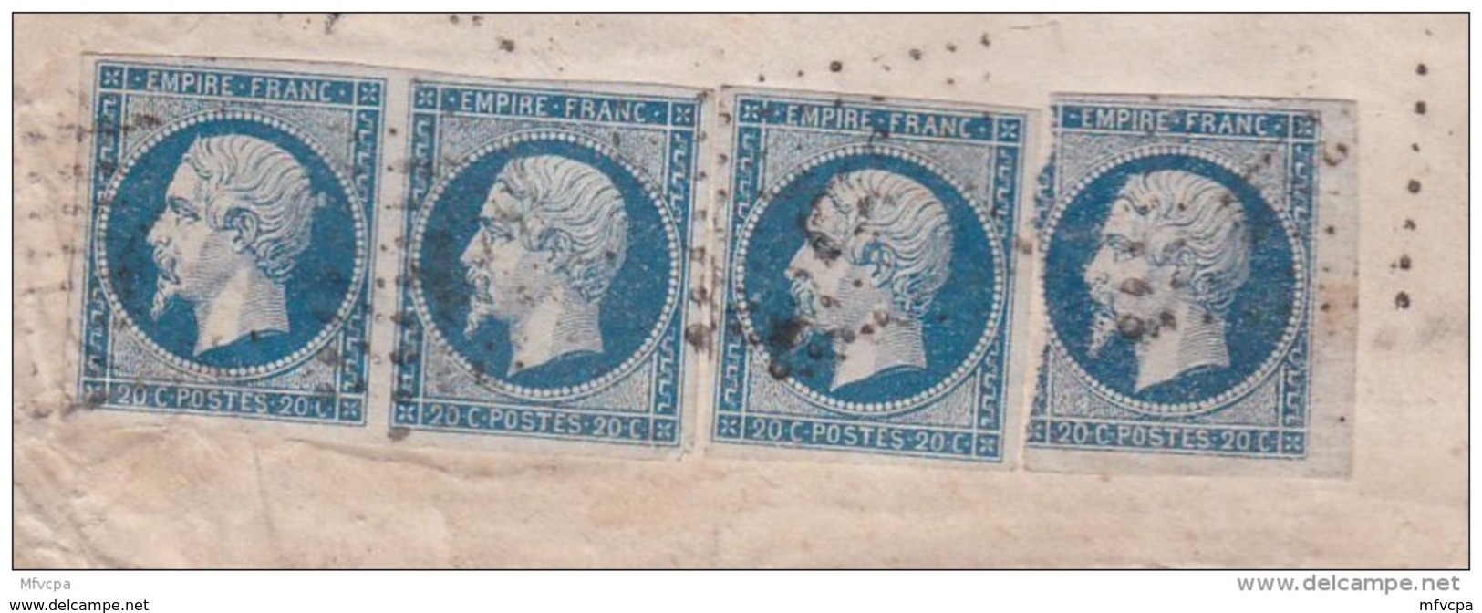 L4A038 France 4 Ex Dont 1 PaireN° 14 Bleu/Lettre 02-07-1857 - 1849-1876: Période Classique