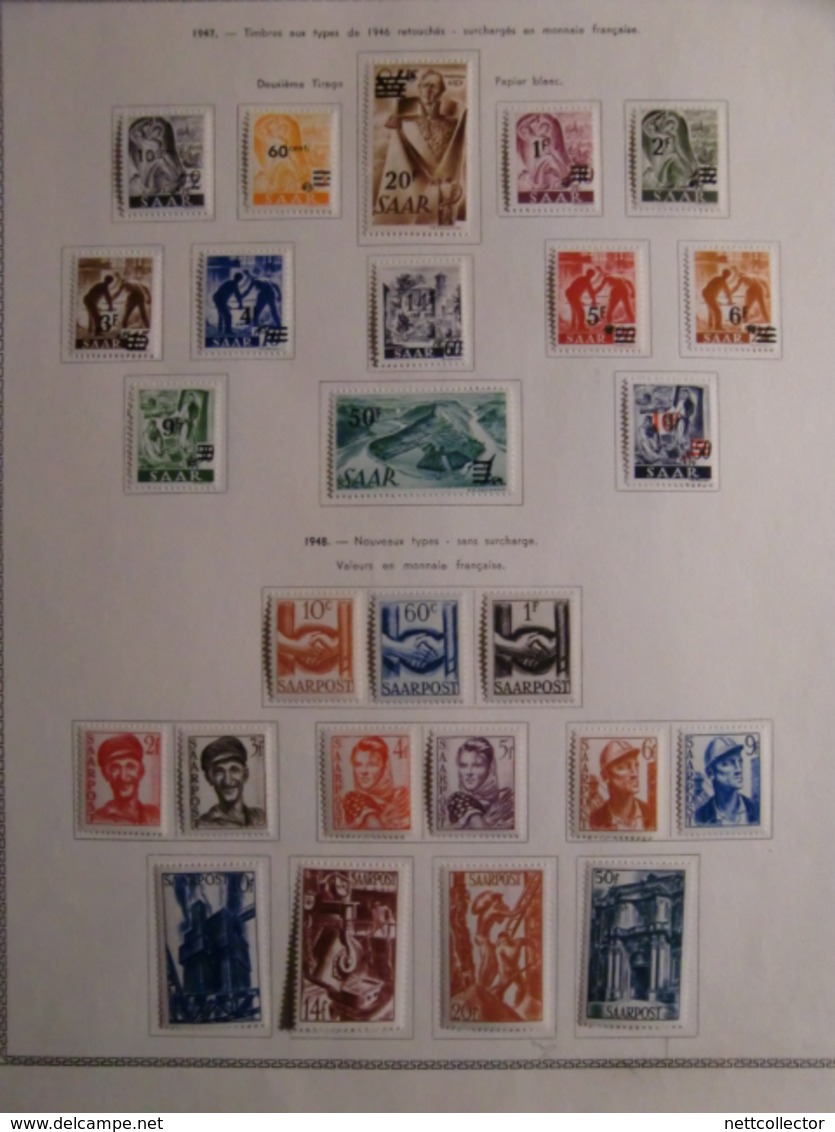 SARRE BELLE COLLECTION AVEC BLOC 1947/48 TIMBRES MAJORITE NEUFS*