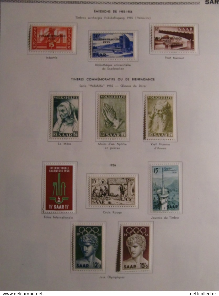 SARRE BELLE COLLECTION AVEC BLOC 1947/48 TIMBRES MAJORITE NEUFS*