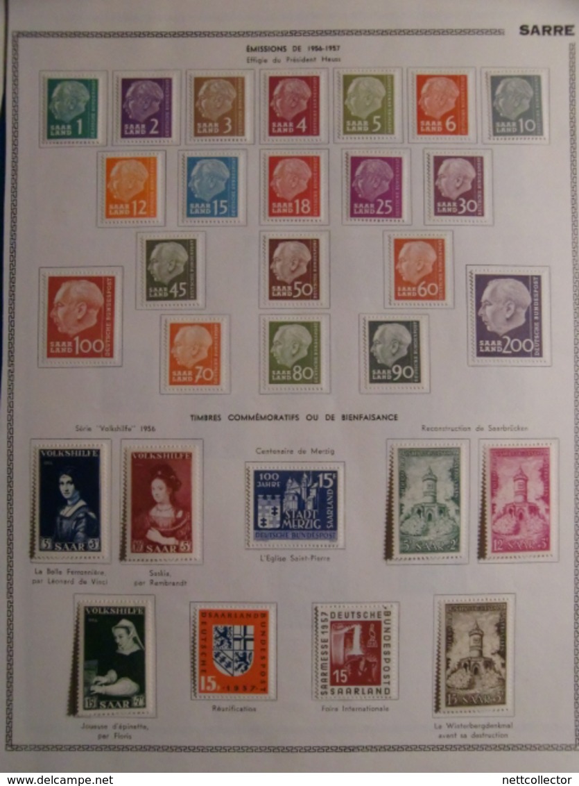 SARRE BELLE COLLECTION AVEC BLOC 1947/48 TIMBRES MAJORITE NEUFS*