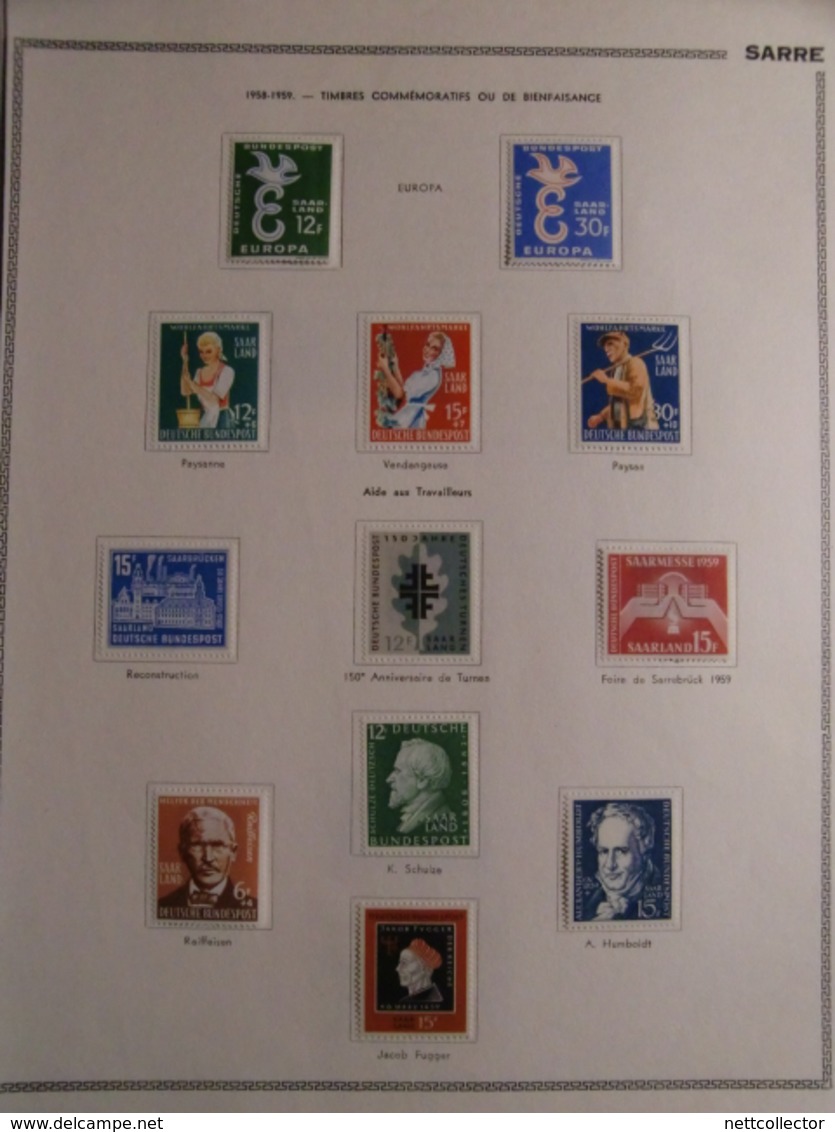 SARRE BELLE COLLECTION AVEC BLOC 1947/48 TIMBRES MAJORITE NEUFS*