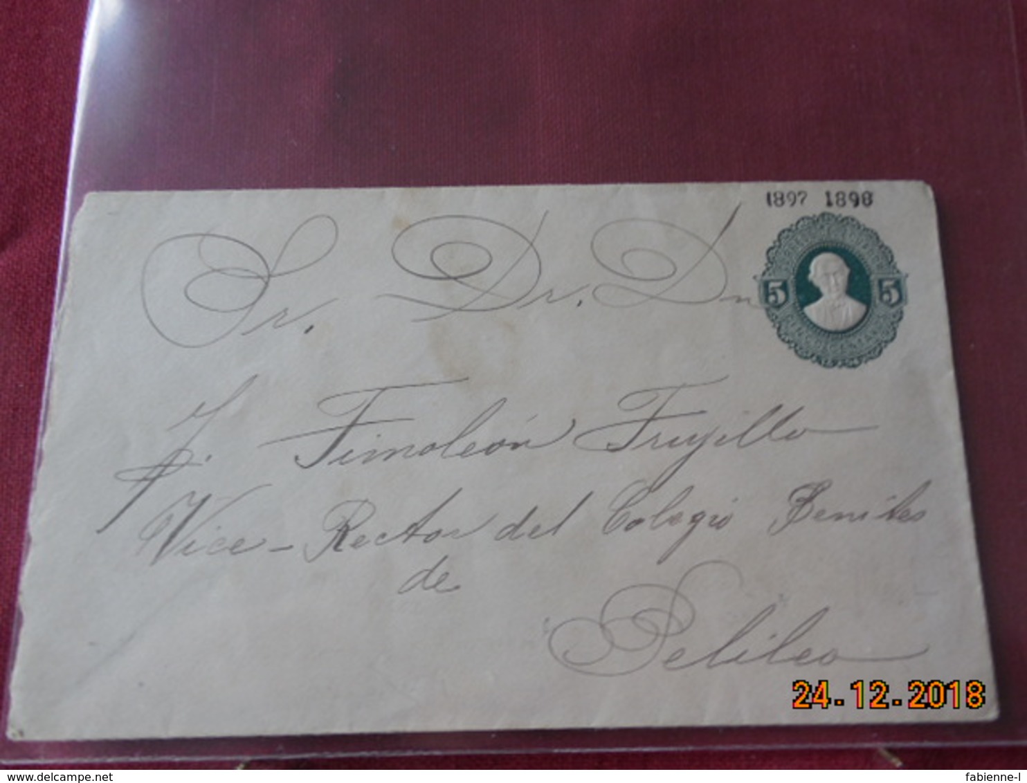 Entier Postal D Equateur Pour Pelileo En 1897/1898 - Ecuador