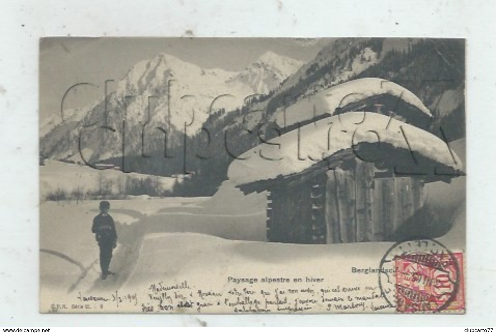 Lausanne (Suisse, Vaud) : GP De Châlets D'alpage En Hiver Vers Berglandisch En 1905 (animé) PF - Gland