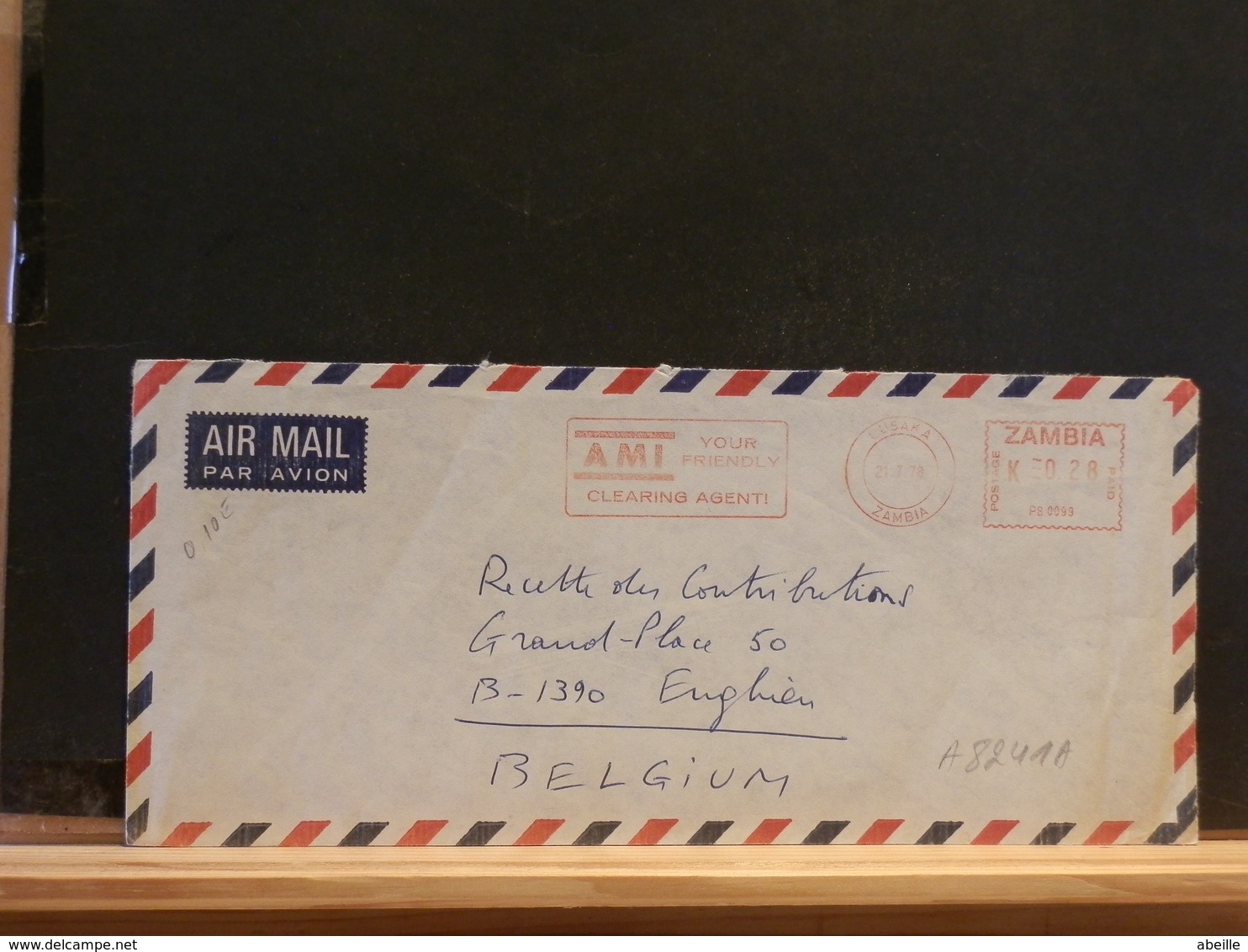 A8241A LETTER ZAMBIA TO BELG. - Zambia (1965-...)