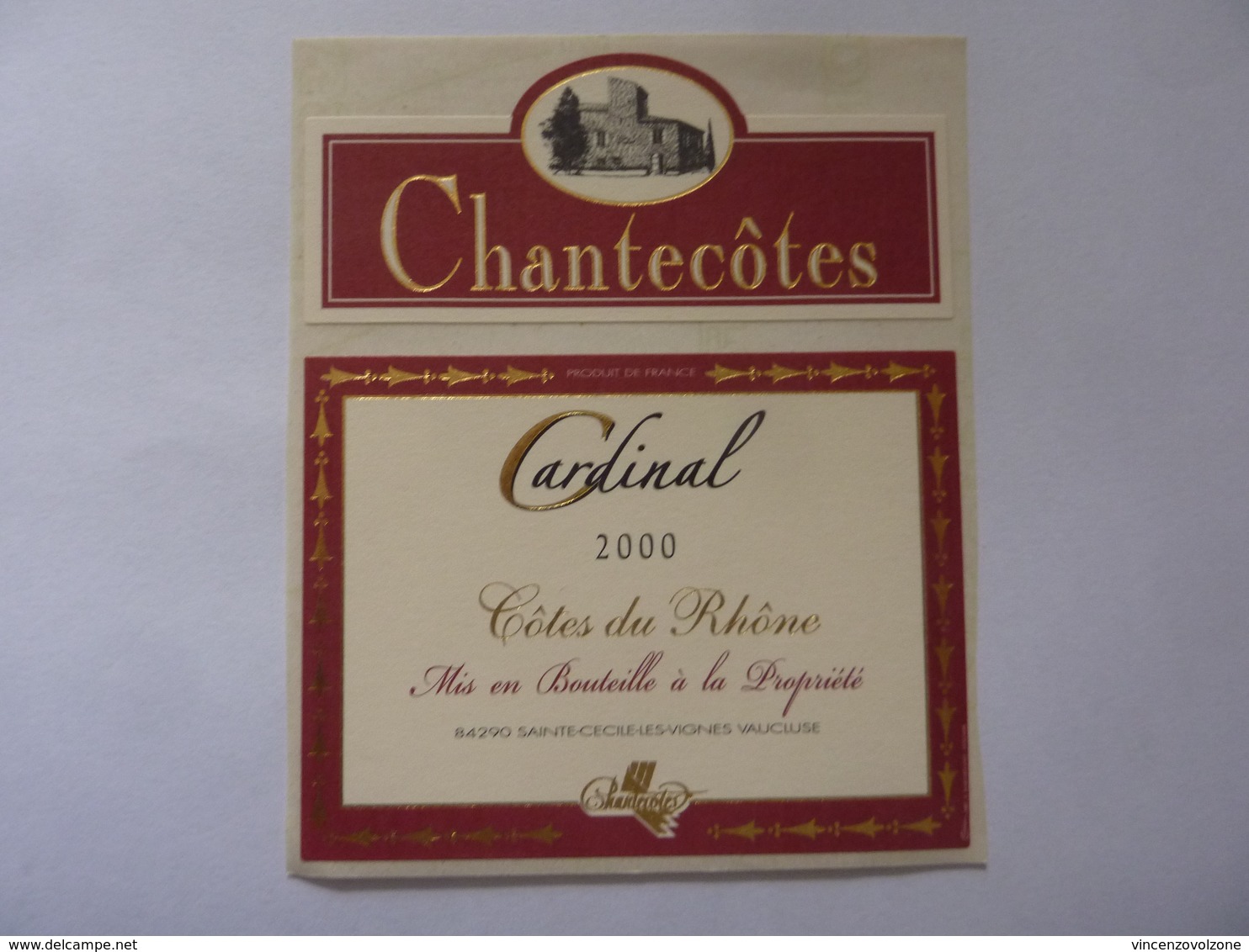 Etichetta "Chantecotes CARDINAL 2000" - Côtes Du Rhône