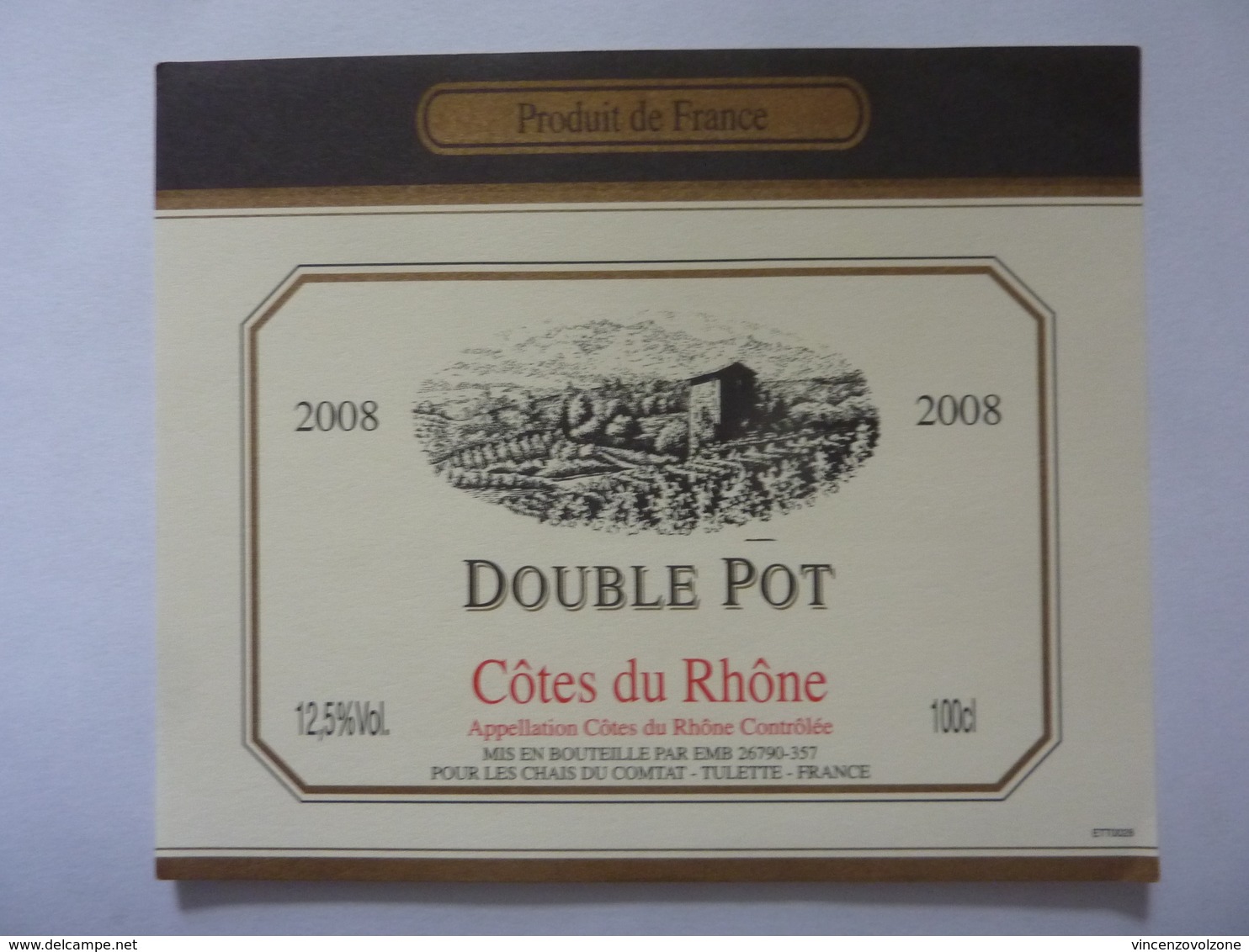 Etichetta "2008 DOUBLE POT Cotes Du Rhone" - Côtes Du Rhône