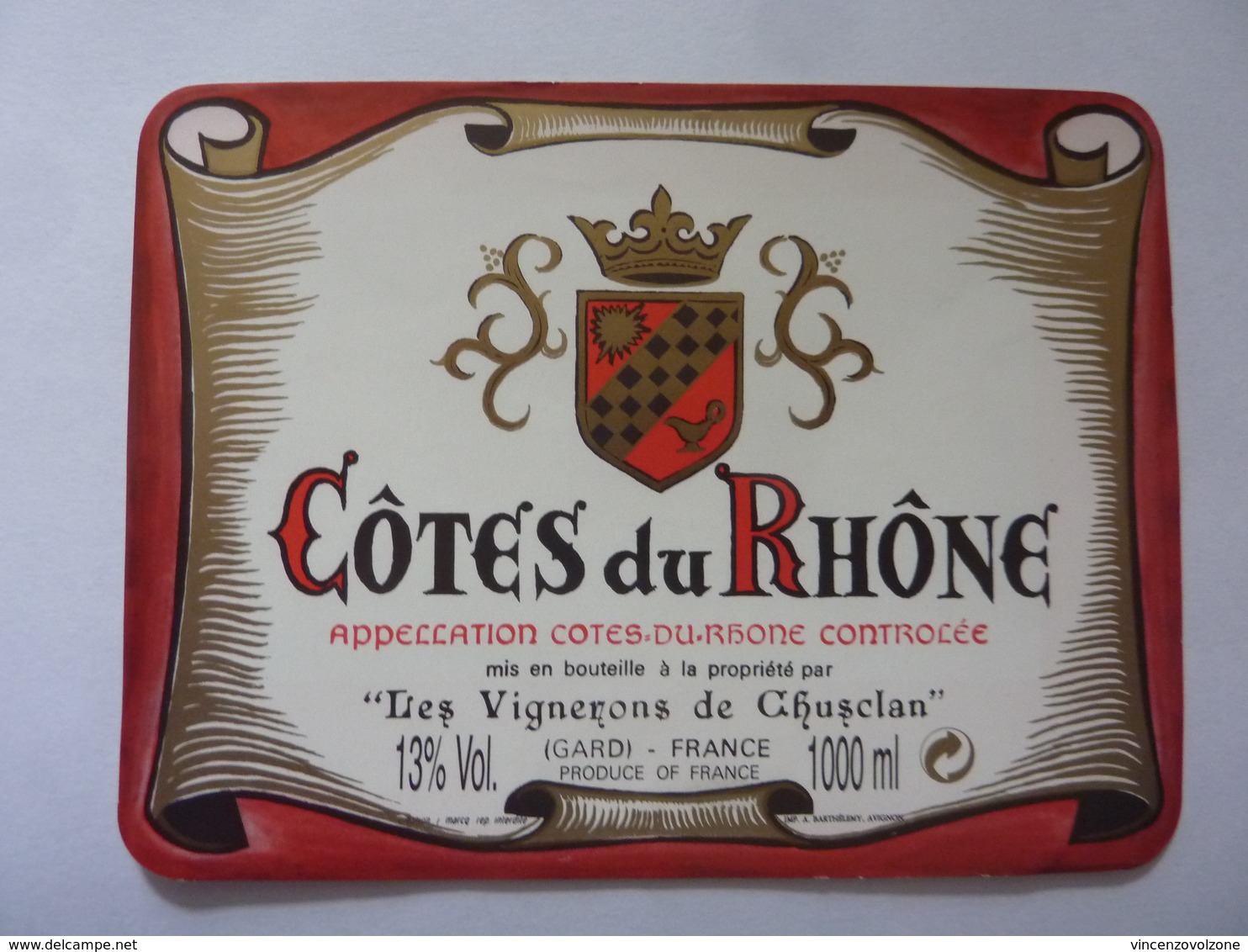 Etichetta "COTES DU RHONE Les Vignerons De Chusclan" - Côtes Du Rhône