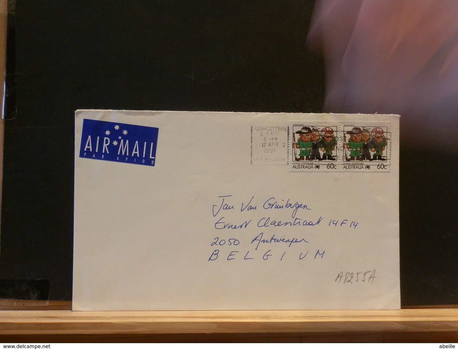 A8255A LETTRE  AUSTRALIA TO BELG.  1991 - Covers & Documents