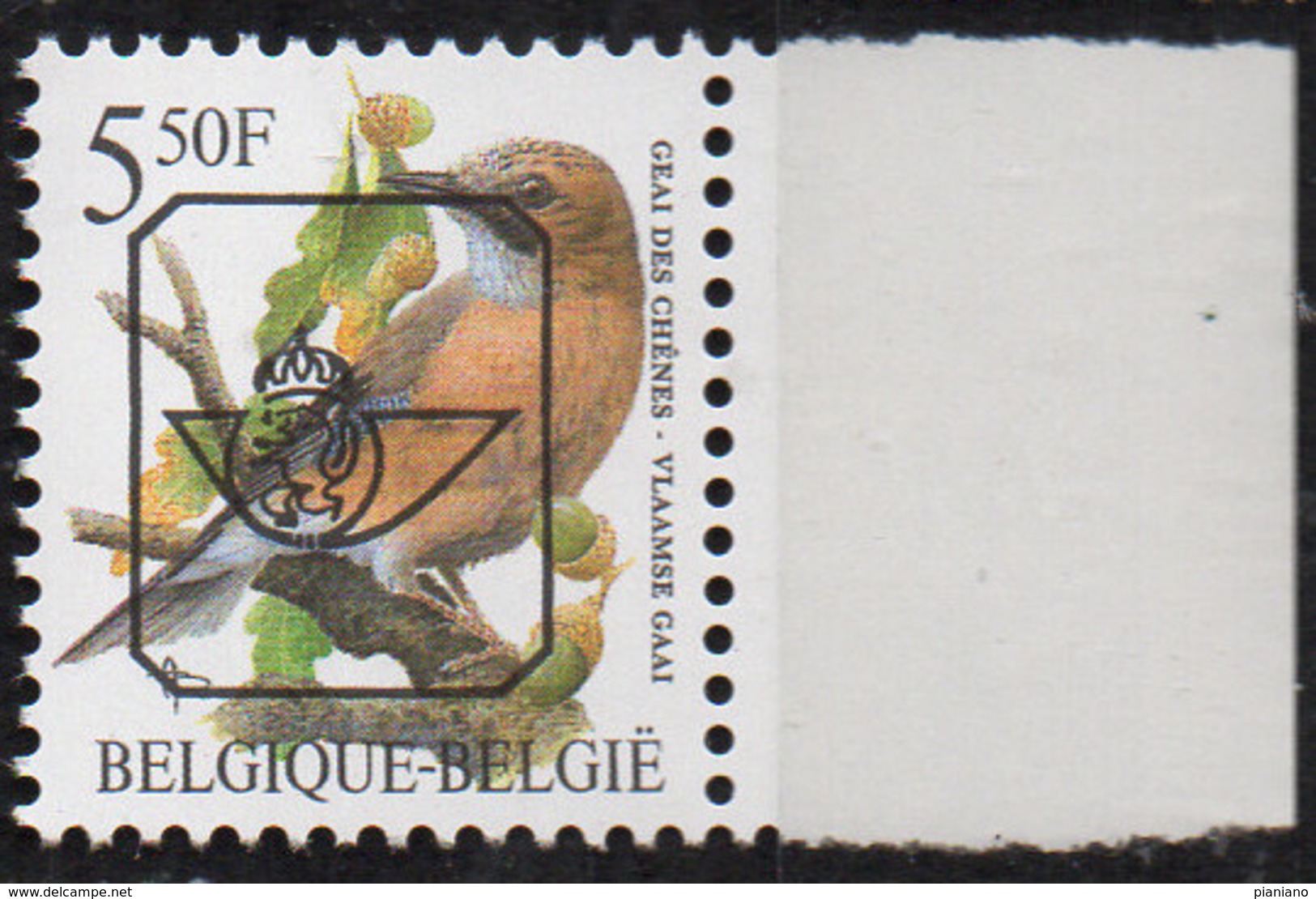 PIA-BEL-1986-96 : Preannul -Uccello : Ghiandaia Delle Querce - Francobollo Yv 2526 Sovrastampato - (COB PRE V827AWG) - Tipo 1986-96 (Uccelli)