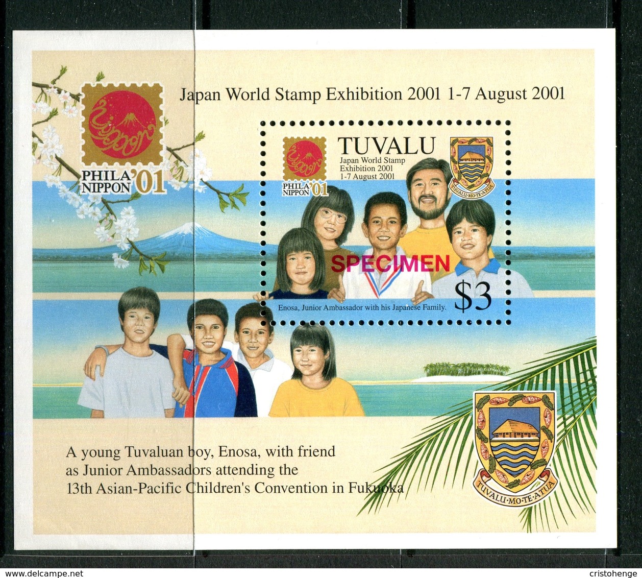 Tuvalu 2001 PhilaNippon '01 Stamp Exhibition - SPECIMEN - MS MNH (SG MS999) - Tuvalu