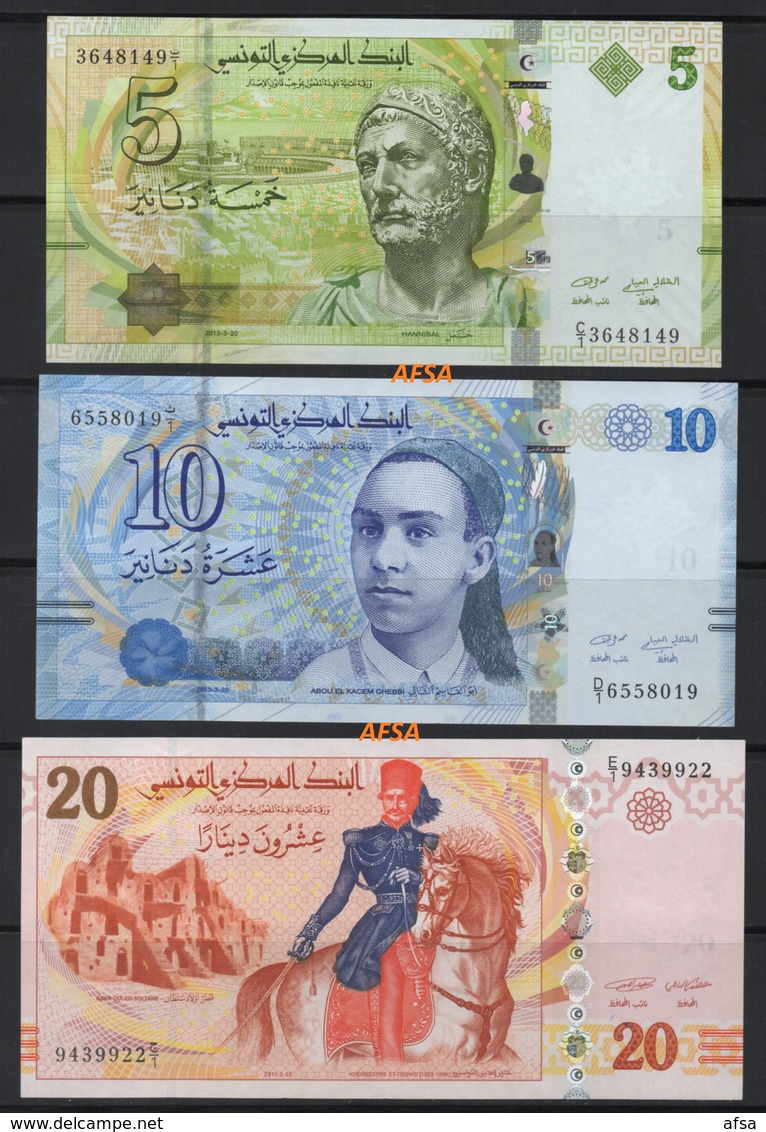 5-10 - 20 Dinars NEUFS ( ENVOI GRATUIT) // 5 -10 -20 Dinars UNC (FREE SHIPPING) - Tunisie