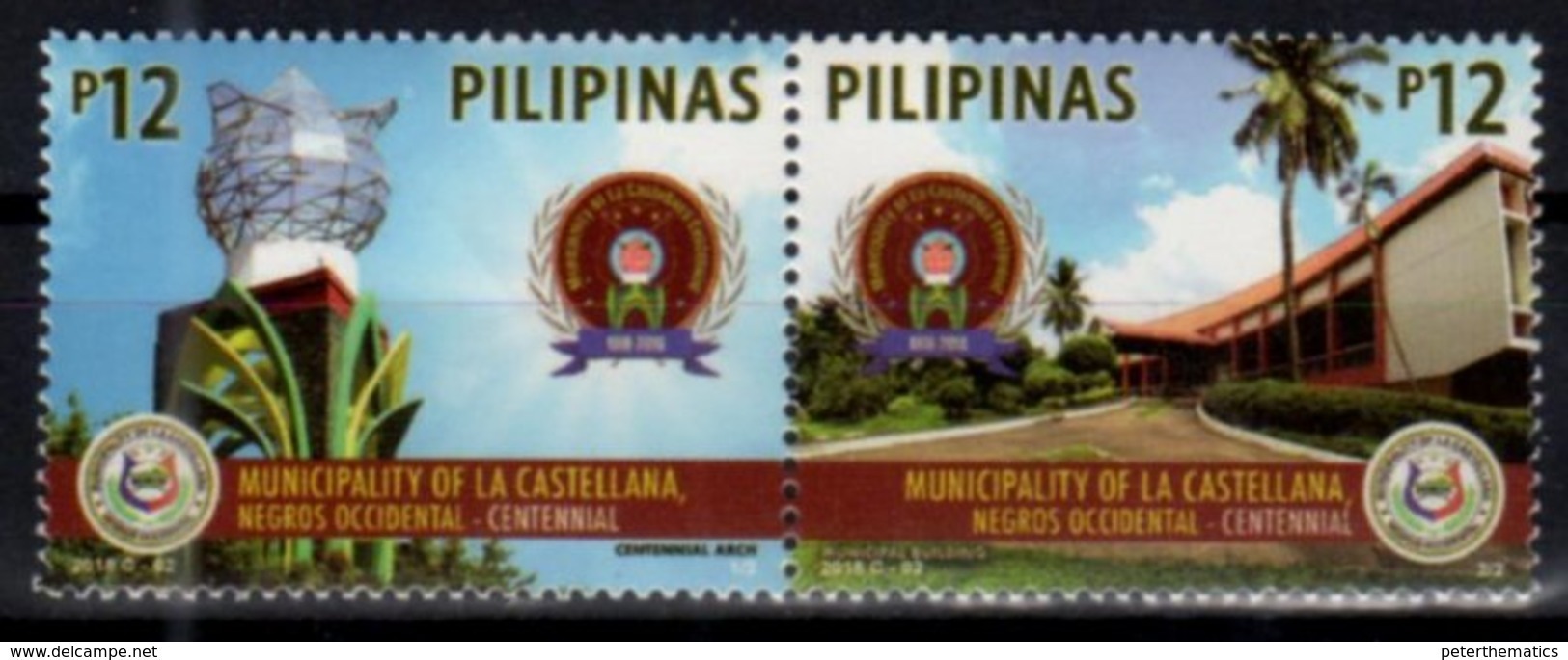 PHILIPPINES, 2018, MNH,  MUNICIPALITY OF LA CASTELLANA, ARCHTIECTURE, TREES, 2v - Geography