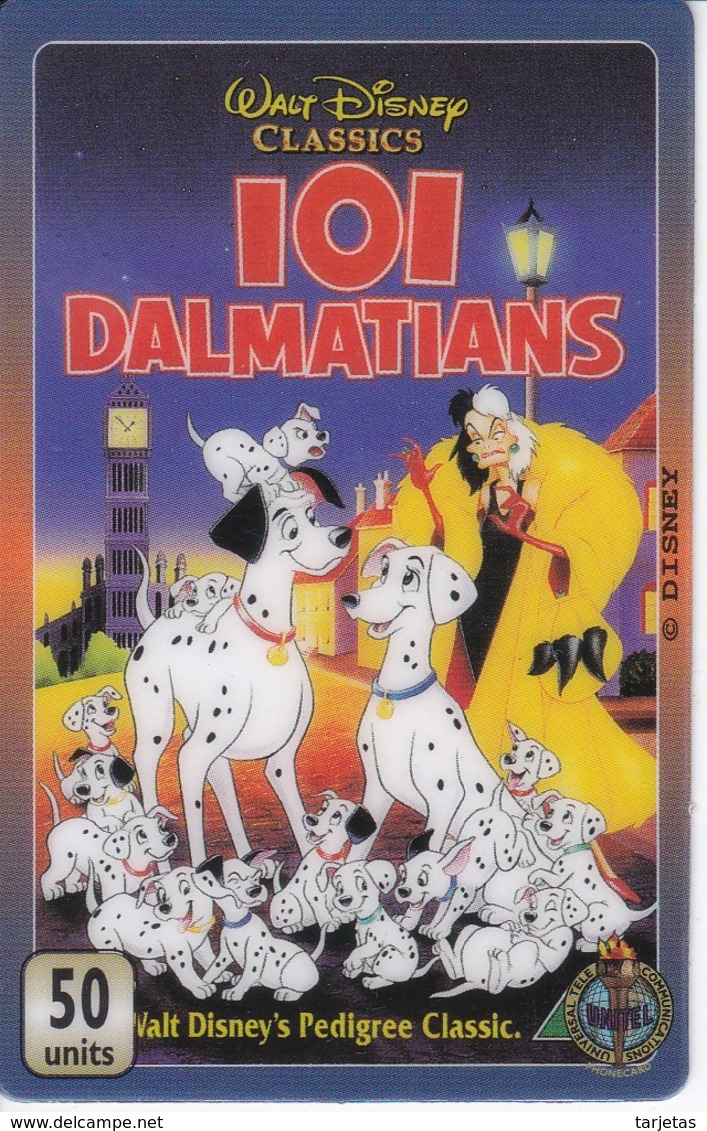 TARJETA DE REINO UNIDO DE LA PELICULA 101 DALMATAS (DISNEY) PERRO-CAN-DOG (SIN ACTIVAR) - Disney