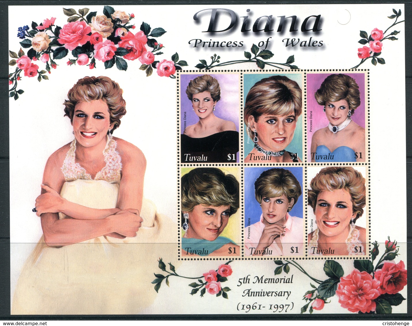 Tuvalu 2003 Fifth Death Anniversary Of Diana, Princess Of Wales Sheetlet MNH (SG 1086-1091) - Tuvalu