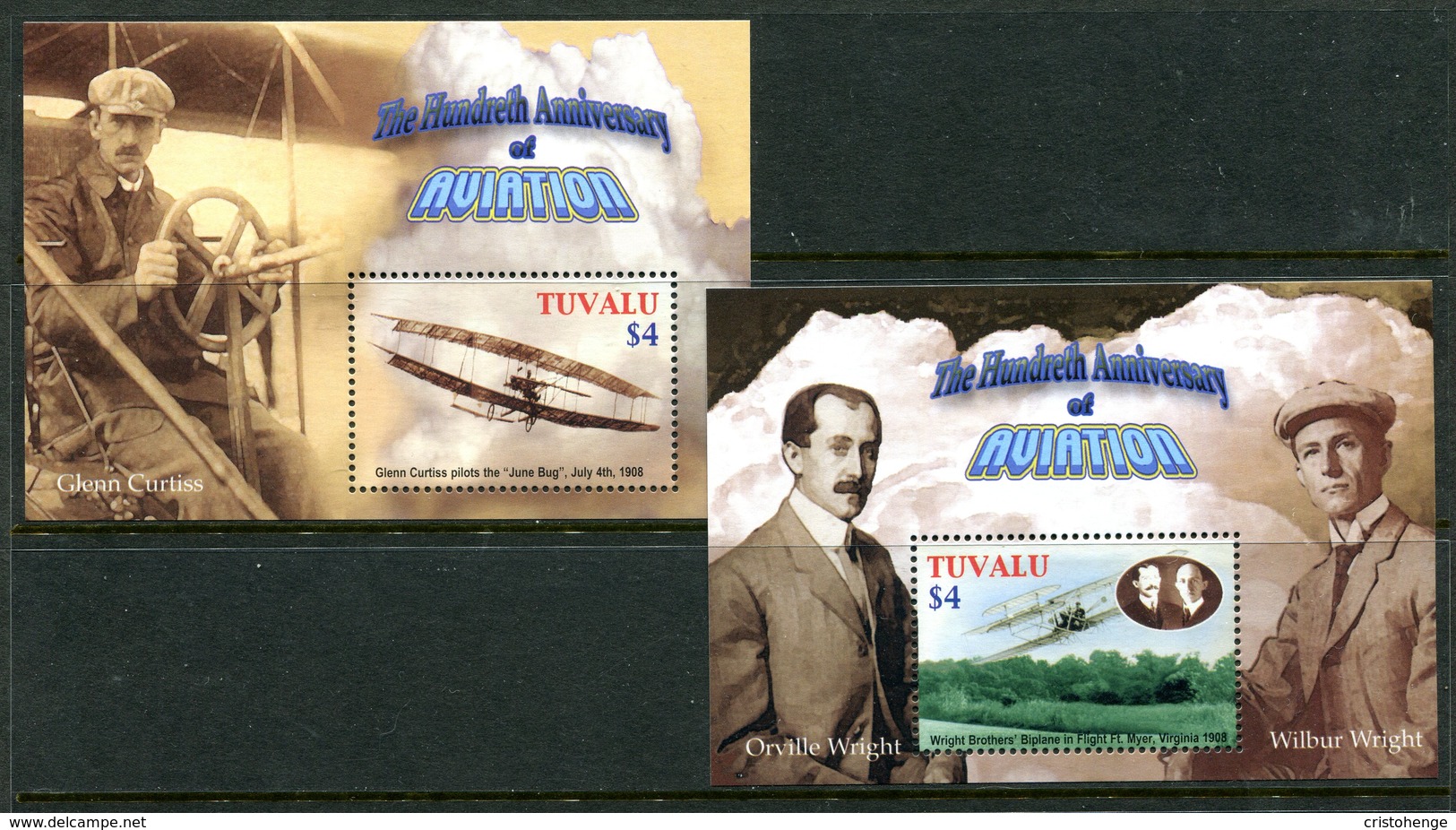 Tuvalu 2003 Centenary Of Powered Flight MS (4) Set MNH (SG MS1095-1097a/b) - Tuvalu