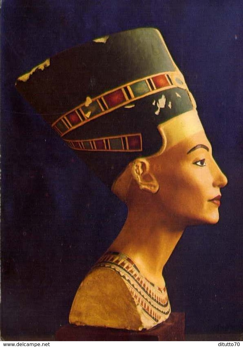 Pointed Limestone Bust Of Oueen Nefertiti - Formato Grande Viaggiata – E 9 - Musei