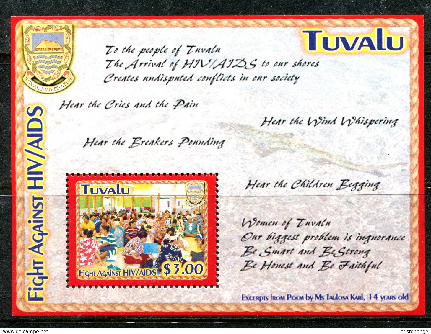 Tuvalu 2004 AIDS Awareness MS MNH (SG MS1134) - Tuvalu