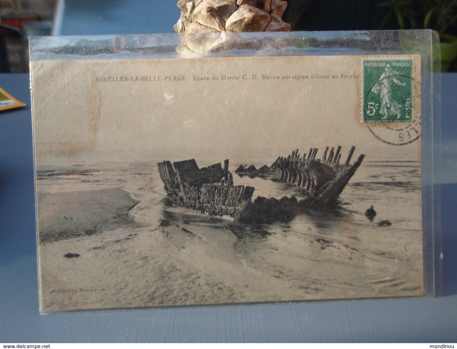 Cpa Asnelles-sur-Mer Epave Du Martia C.D Navire Norvégien échoué En Février 1910, Timbre - Autres & Non Classés