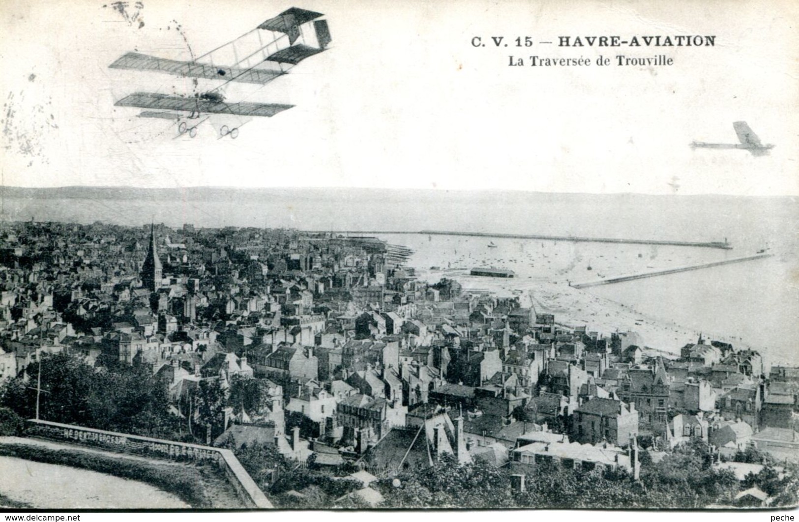 N°68345 -cpa Le Havre Aviation -la Traversée De Trouville- - Aviateurs