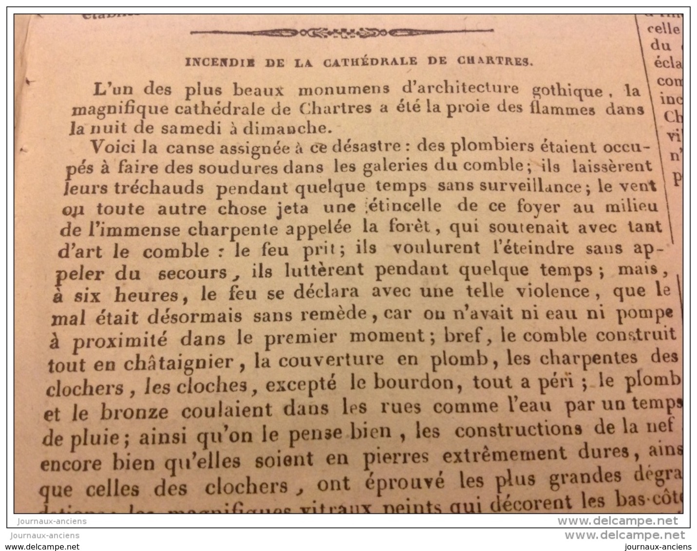 1836 INCENDIE DE LA CATHÉDRALE DE CHARTRES - SOCIÉTÉS VÉTÉRINAIRE - MAIRE DE LISIEUX - LE PILOTE DU CALVADOS - 1800 - 1849