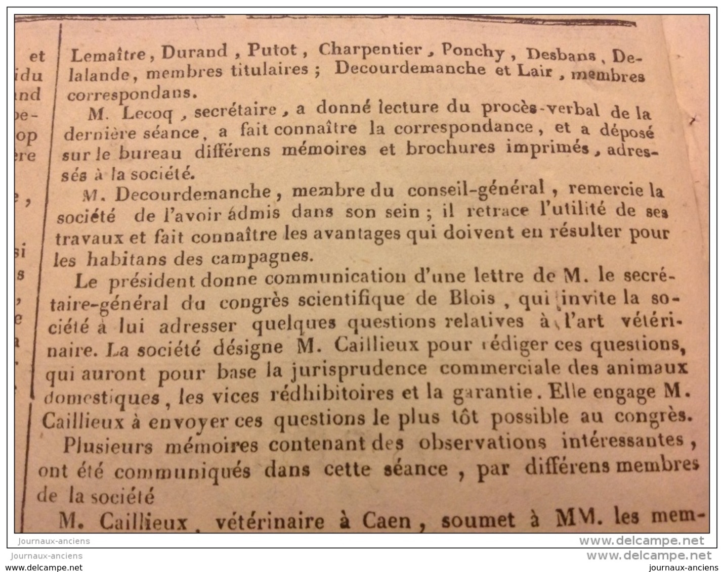 1836 INCENDIE DE LA CATHÉDRALE DE CHARTRES - SOCIÉTÉS VÉTÉRINAIRE - MAIRE DE LISIEUX - LE PILOTE DU CALVADOS - 1800 - 1849