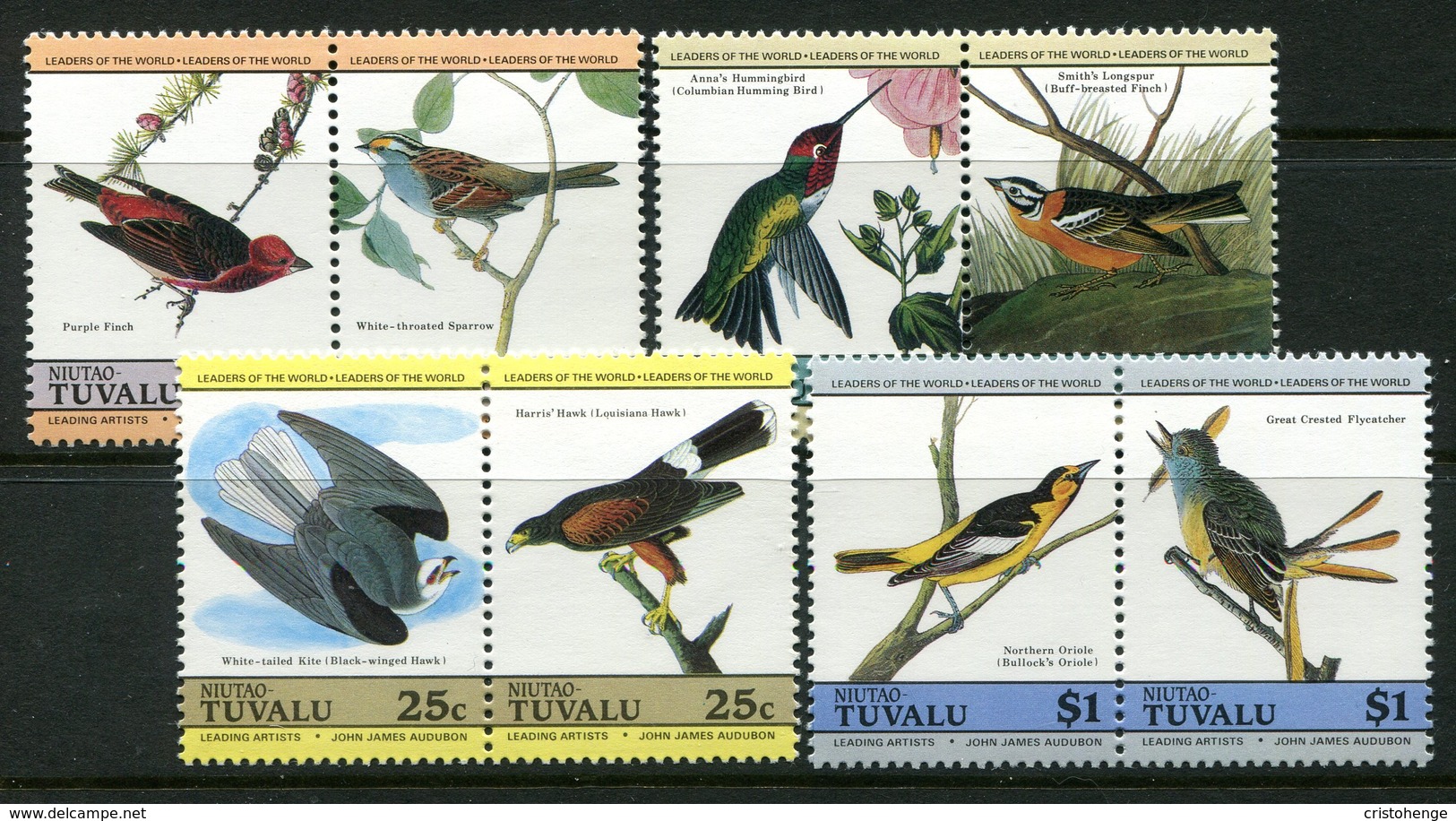 Tuvalu - Niutao 1985 John J. Audubon - Birds Set MNH - Tuvalu