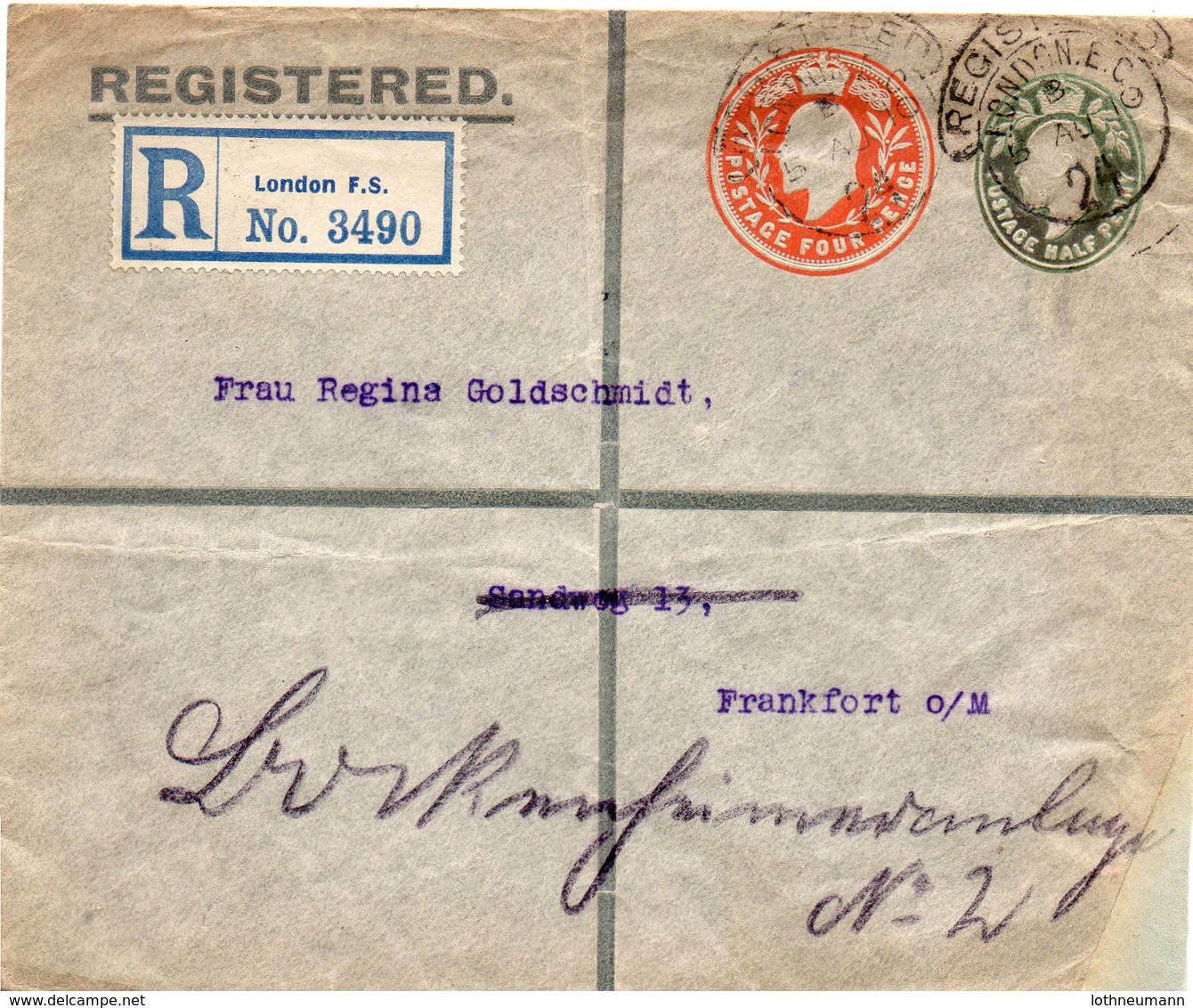 GB 1904: Used Private Stationary Envelope 4 D + 1/2 D EVII, See Scan (some Folds); Ascher No. 280    O - Briefe U. Dokumente