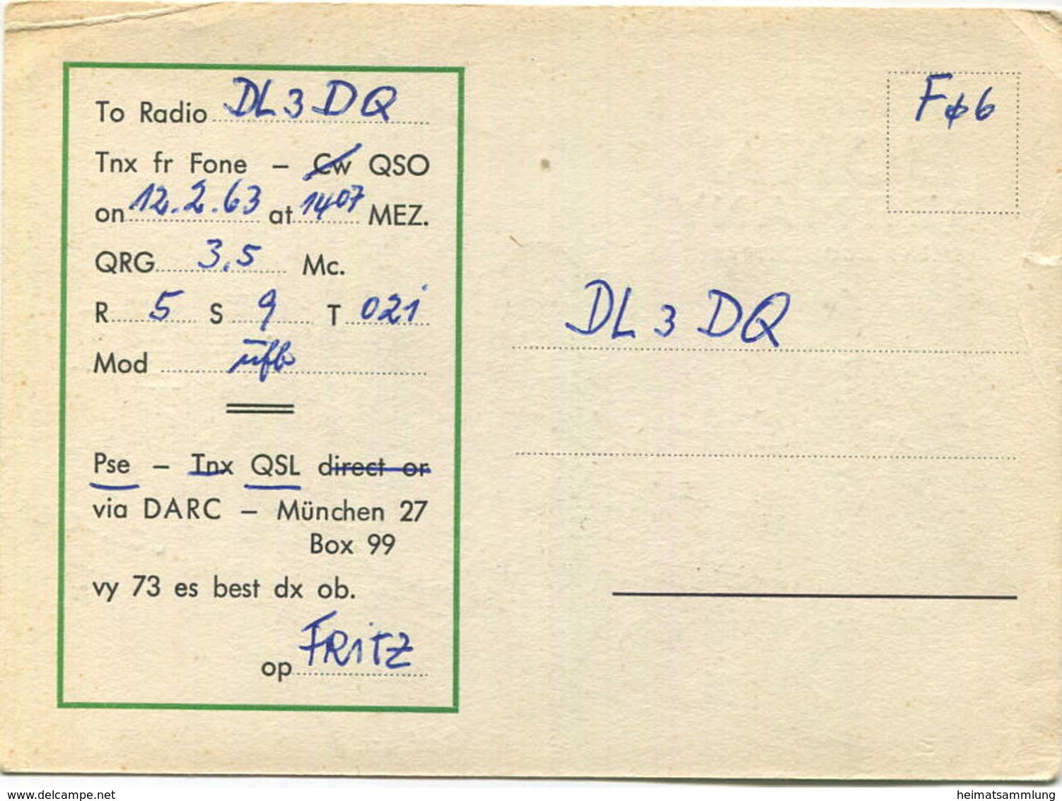 QSL - Funkkarte DL3VX - Bonn - 1963 - Amateurfunk