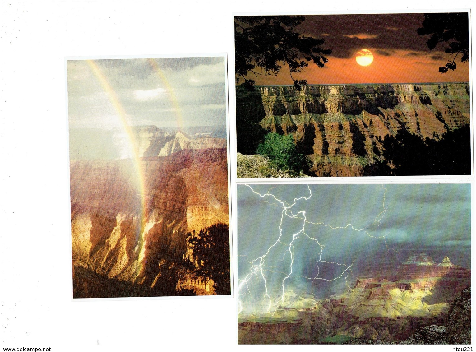 Lot 4 Cpm - Grand Canyon - ARIZONA - Rainbow Lightning Sunset Point - Coucher De Soleil Foudre Orage Arc En Ciel - Autres & Non Classés