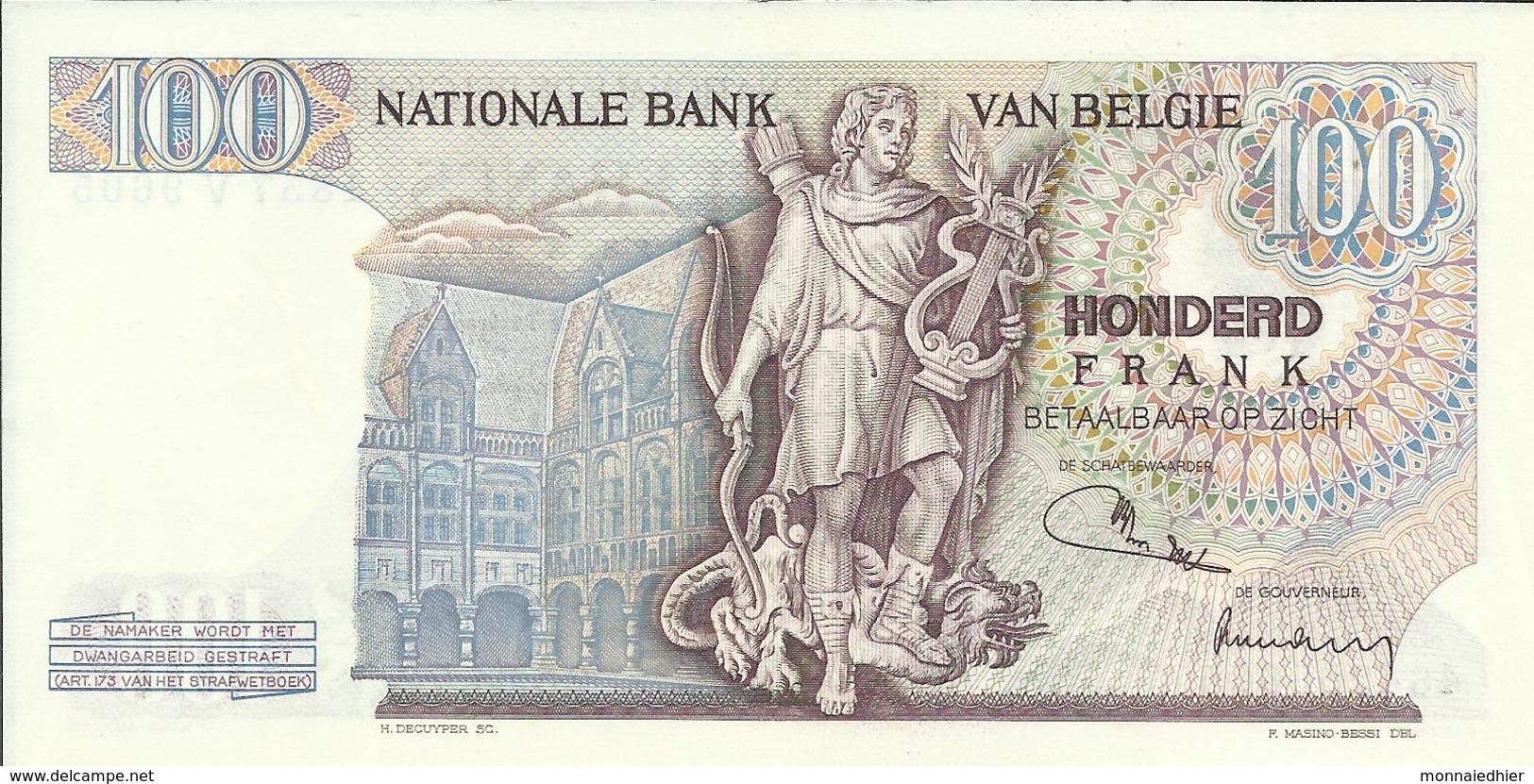 BELGIQUE , 100 Francs , Type Lombard , N° World Paper Money : 134 B , Etat TTB++ - 100 Francs