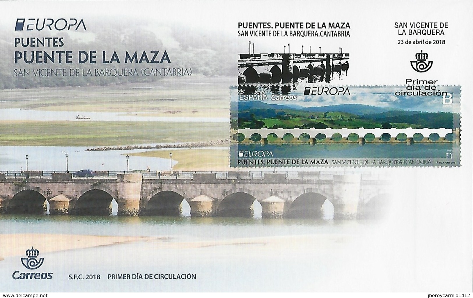 ESPAÑA/ SPAIN/ SPANIEN / ESPAGNE - EUROPA 2018 - "PUENTES.- BRIDGES " - FDC POSTMATK "SAN VICENTE DE LA BARQUERA" - 2018