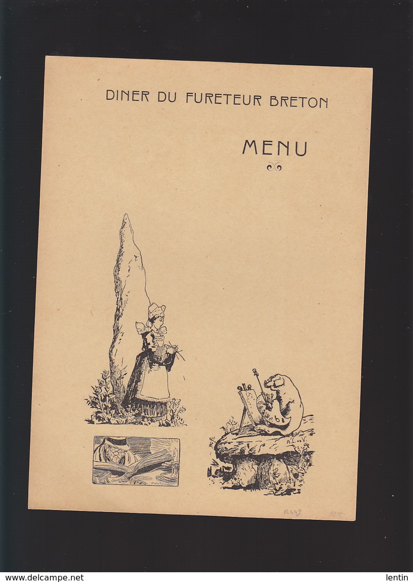 Finistere - Quimper - Menu - Diner Du Fureteur Breton - Avec Un Cochon, Menhir, Tricot - Menus