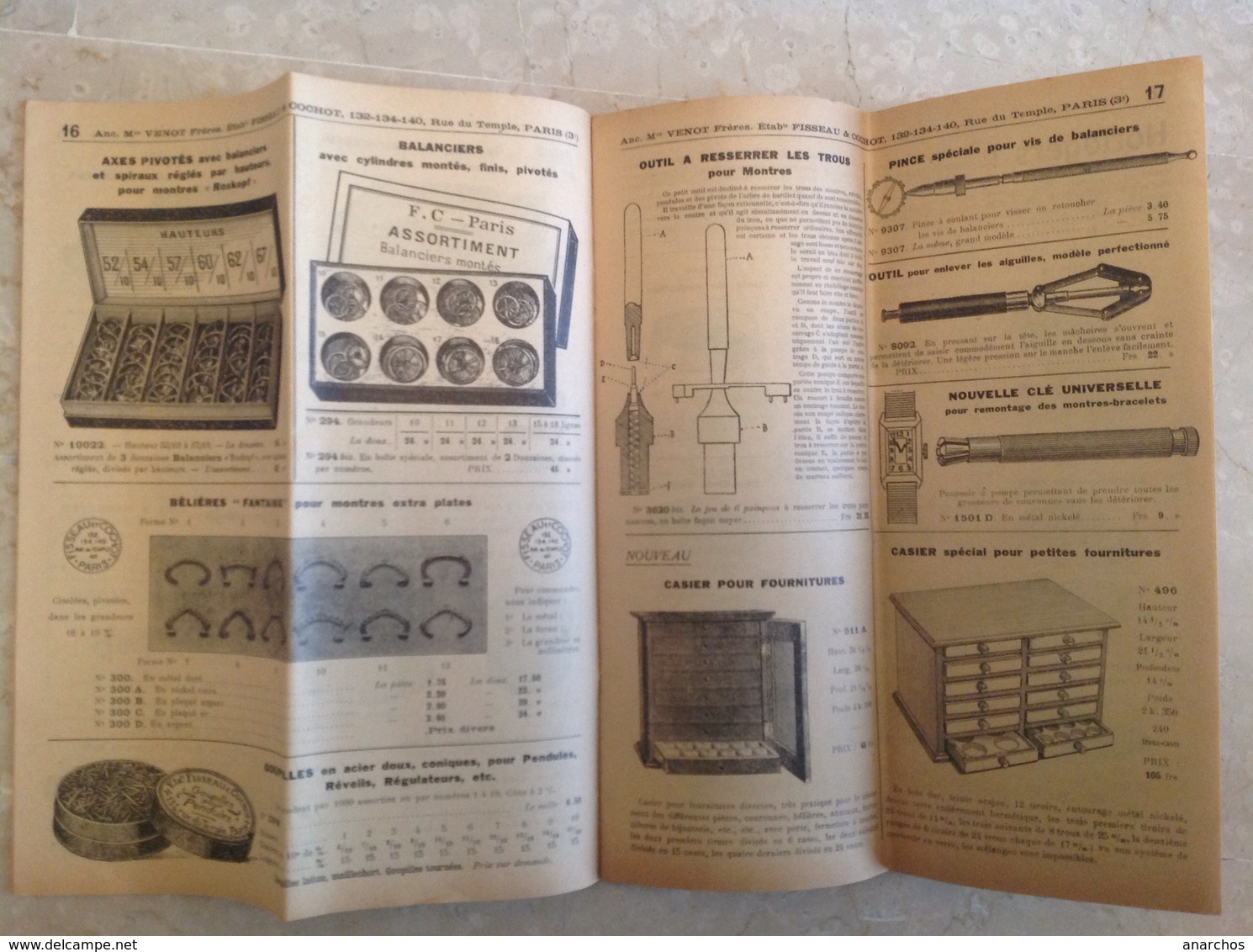 Catalogue De Fournitures Pour Montres Fisseau Cochot 1931 , 52 Pages - Autres & Non Classés